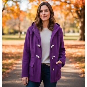 Old Navy Purple Toggle Hooded Duffle Coat Jacket Women's Size Small Plum It